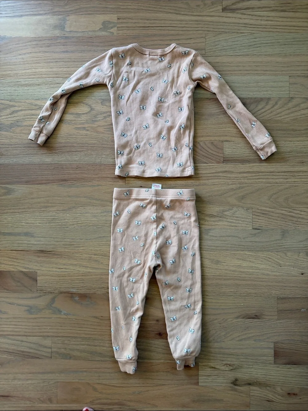 Petit Lem Peach Butterfly Thermal Pajama Set 24 Months